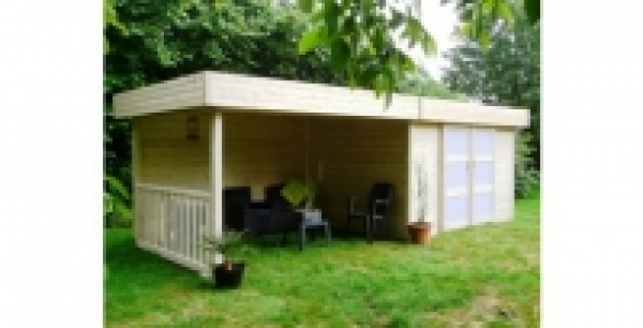 Abri de jardin en bois + auvent 7,65 m² Arhus