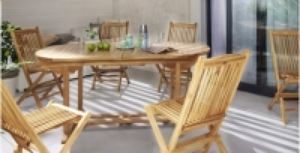 Table de jardin ovale en teck naturel