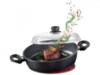 Sauteuse en fonte avec couvercle en verre