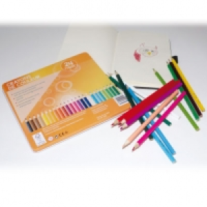 Bo&icirc;te m&eacute;tal de 24 crayons de couleur