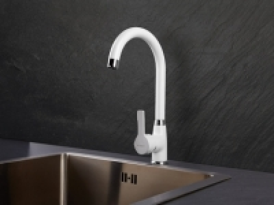Mitigeur en acier chromé blanc