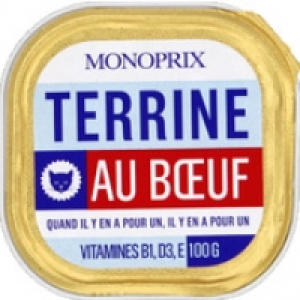 Monoprix Terrine au boeuf, vitamines b1, d3, e