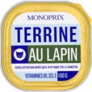 Monoprix Terrine au lapin, vitamines b1, d3, e