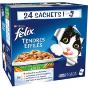 F&eacute;lix Aliment complet pour chat adulte, boeuf/carottes, saumon/ courgettes,