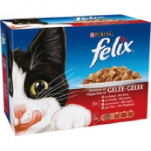 F&eacute;lix Eminc&eacute;s en gel&eacute;e pour chats, boeuf, saumon, poulet et thon