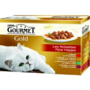 Gourmet Les noisettes, Aliment complet pour chat au boeuf, @ la dinde et au ca