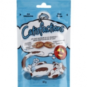 Catisfactions aliment compl&eacute;mentaire pour chats et chatons, friandises au saumon