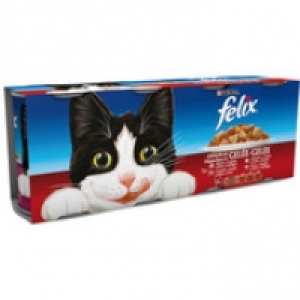 F&eacute;lix Eminc&eacute;s en gel&eacute;e pour chat adulte, foie & volaille, boeuf & volaille,