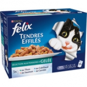 F&eacute;lix Aliment complet pour chat adulte, effil&eacute;s en gel&eacute;e, s&eacute;lection aux pois