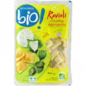 Monoprix Bio Ravioli aux oeufs frais, &agrave; la ricotta et &eacute;pinards