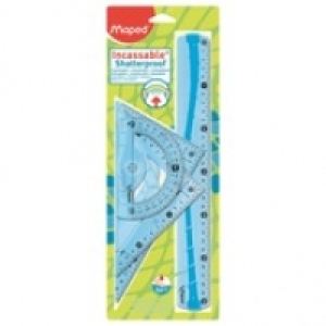 Maped Kit de tra&ccedil;age incassable et flexible : 1 r&egrave;gle 30cm, 2 &eacute;querres, 1 ra