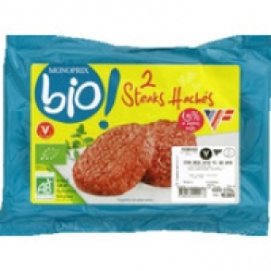 Monoprix Monoprix Bio Steaks hachés, 15% matières grasses, produit issu de lagriculture bio