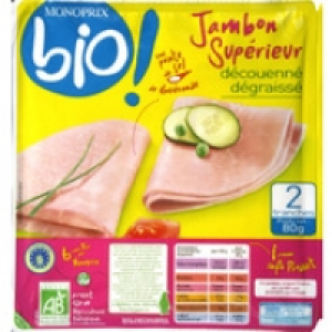 Monoprix Bio Jambon bio supérieur, découenné et dégraissé, avec une pointe de sel d