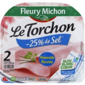 Fleury Michon 2 tr. jambon le torchon cuit s.c., - 25 % de sel, bbc, soit 80 g