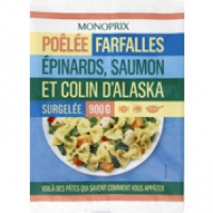 Monoprix Po&ecirc;l&eacute;e de farfalles, saumon, colin dAlaska et &eacute;pinards, &agrave; la cr&egrave;me