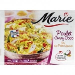 Marie Poulet curry coco, riz aux petits légumes, plat surgelé