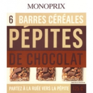 Monoprix Barres c&eacute;r&eacute;ales p&eacute;pites de chocolat