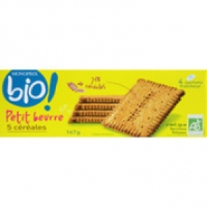 Monoprix Bio Petit beurre 5 c&eacute;r&eacute;ales, certifi&eacute; AB, sachets fra&icirc;cheur