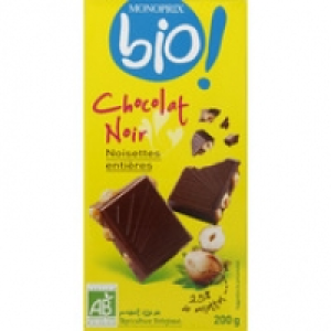 Monoprix Bio Chocolat noir aux noisettes enti&egrave;res
