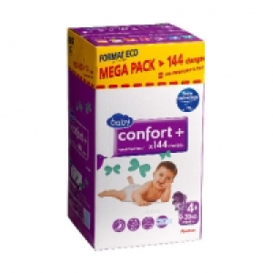 CONFORT + Couches Méga Pack Standard T4+ (9-20 kg) X144 26.80 €