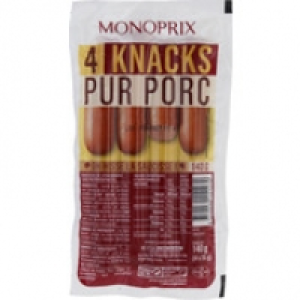 Knacks, saucisses de Strasbourg, pur porc 0.97 €