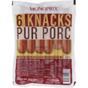 Monoprix Knacks, saucisses de Strasbourg, pur porc