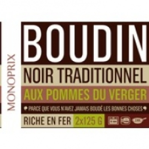 Monoprix Boudin noir traditionnel aux pommes du verger