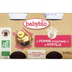 Monoprix Babybio Petits pots à la pomme et myrtille, dès 4 mois, certifié AB