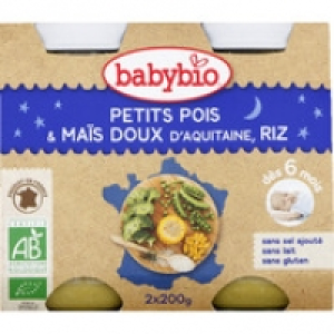 Monoprix Babybio Petits pois, maïs et riz, dès 6 mois, certifié AB