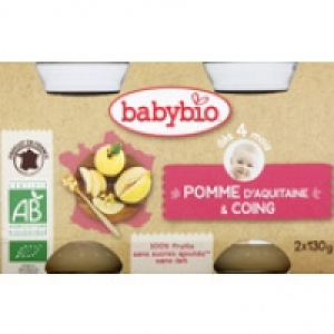 Monoprix Babybio Petits pots aux pommes coings, dès 4 mois, certifié AB