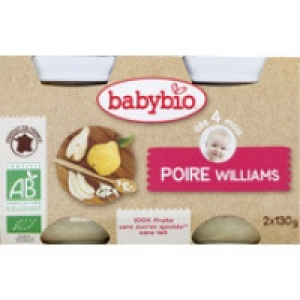Babybio Petits pots, poire williams, dès 4 mois, certifié AB