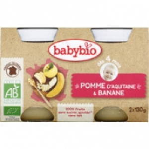 Babybio Petits pots à la pomme et banane, dès 4 mois, certifié AB