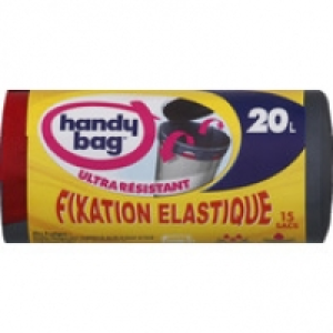 Handy Bag Sac poubelle 20L fixation élastique, ultra résistants