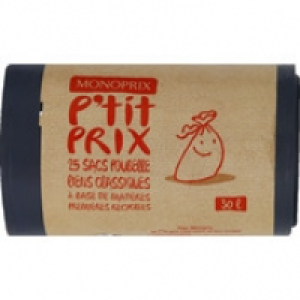 Monoprix Ptit Prix Sacs poubelle à base de matières premières recyclées, 30 litres