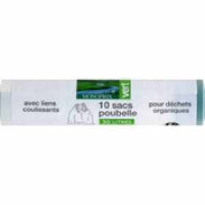 Monoprix Vert Sacs poubelles 100% biodégradable, avec liens coulissants, pour déchet