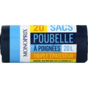 Monoprix Sacs poubelle à poignées, triple épaisseur, 20L