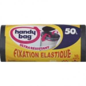 Handy Bag Sac poubelle à poignée coulissante, ultra résistant, 50L