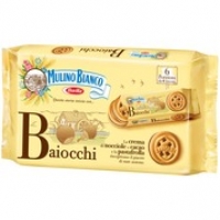 Monoprix Barilla Baiocchi, biscuits fourrés à la crème aux noisettes et cacao