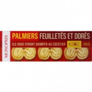 Monoprix Palmiers feuilletés et dorés