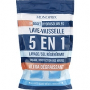 Monoprix 24 doses hydrosolubles lave-vaisselle 5 en 1 ultra dégraissant