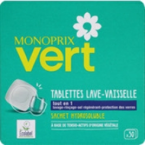 Monoprix Vert Tablettes lave-vaisselle tout en 1, sachet hydrosoluble