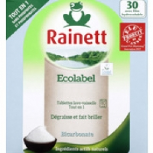 Rainett tablettes ecologique lave-vaisselle tout en 1 bicarbonatehydro