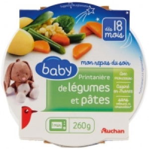 Auchan Baby Assiette Printanière De Légumes, Pâtes Coeur De Blé Dès 18 mois 260g