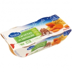 Auchan Baby Bol Carottes Semoule Dès 6 mois 200g X 2