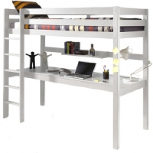 Lit mezzanine, grand bureau WOODY 90x200cm