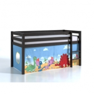 Lit mi-hauteur en pin taupe WOODY, space ou dino