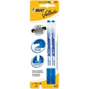 Bic Lot de 2 marqueurs effacables Velleda pointe fine - bleu