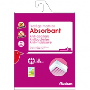 Auchan Prot&egrave;ge matelas en molleton CAMELLE trait&eacute; Aegis