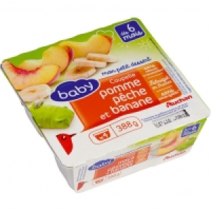 Auchan Baby Coupelle Pomme Pêche Banane Dès 6 mois 97g X 4