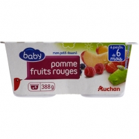 Auchan Auchan Baby Coupelle Pomme Fruits Rouges Dès 6 mois 97g X 4
